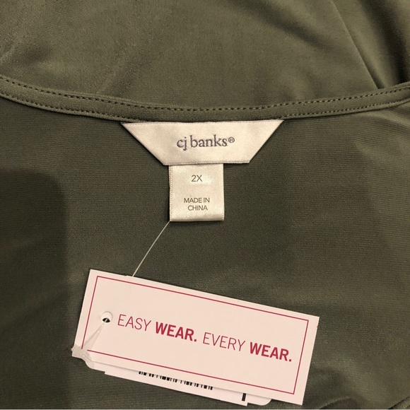 Christopher & Banks Easy Wear tunic swing blouse 2X 20/22W mossy olive green NEW - Picture 5 of 6